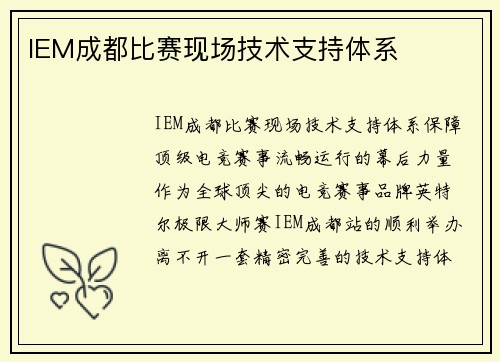 IEM成都比赛现场技术支持体系